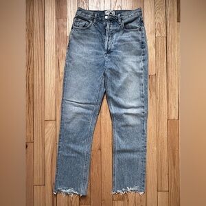Agolde Light Blue Denim Jeans with Contrast Stitching